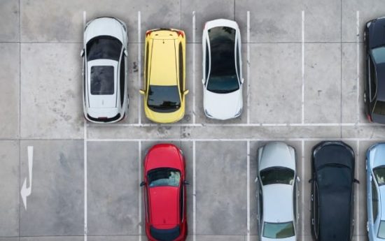 Empty parking lots, aerial view.