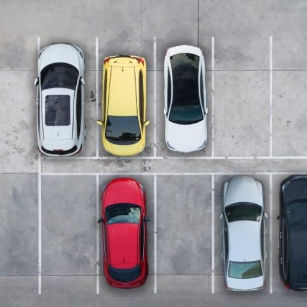 Empty parking lots, aerial view.